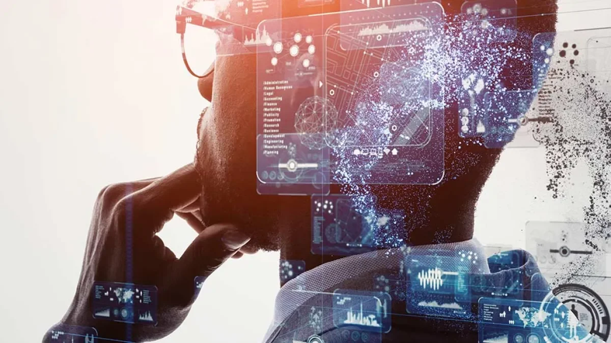 Hombre con pensamiento educativo